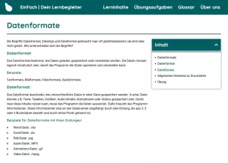 Webseite: Datenformate