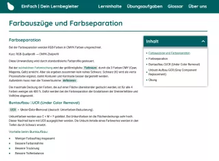 Webseite: Farbauszüge und Farbseparation
