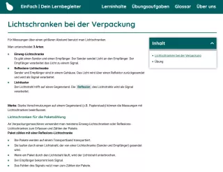 Webseite: Lichtschranken bei der Verpackung