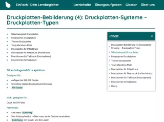 Webseite: Druckplatten-Bebilderung (4): Druckplatten-Systeme - Druckplatten-Typen