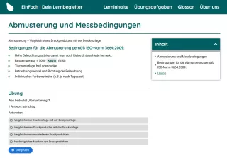 Webseite: Abmusterung und Messbedingungen