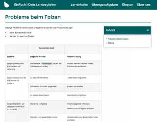 Webseite: Probleme beim Falzen
