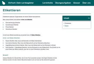 Webseite: Etikettieren
