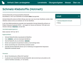 Webseite: Schmelz-Klebstoffe (Hotmelt)