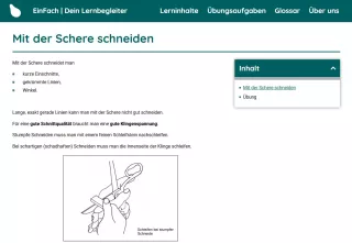 Webseite: Mit der Schere schneiden