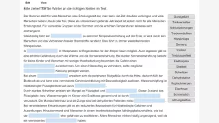 Interaktion: Hitze Zuordnungsaufgabe