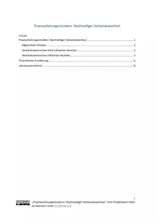 Unterrichtsbaustein: Praxisanleitungssituation: Nachhaltiger Verbandswechsel