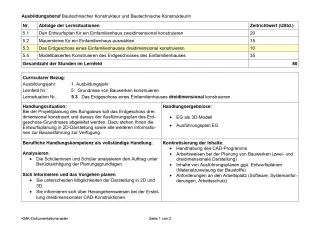 Unterrichtsplanung: 3. Lernsituation zu LF 5: Das Erdgeschoss eines Einfamilienhauses dreidimensional konstruieren (neuer Rahmenlehrplan, gültig ab 2026)