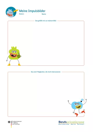 Arbeitsblatt: Meine Impulsbilder: Arbeitsblatt