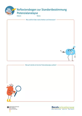Arbeitsblatt: Potenzialanalyse: Reflexionsbogen zur Standortbestimmung