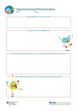 Arbeitsblatt: Tagesauswertung Potenzialanalyse