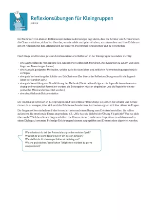 Unterrichtsplanung: Reflexionsübungen für Kleingruppen