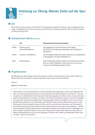 Unterrichtsplanung: Meinen Zielen auf der Spur: Anleitung zur Übung