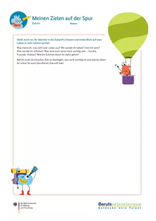 Arbeitsblatt: Meinen Zielen auf der Spur: Arbeitsblatt
