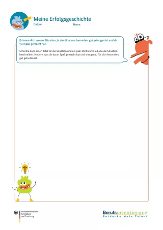 Arbeitsblatt: Meine Erfolgsgeschichte: Arbeitsblatt