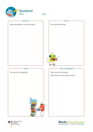 Arbeitsblatt: Steckbrief: Arbeitsblatt