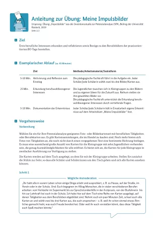 Unterrichtsplanung: Meine Impulsbilder: Anleitung zur Übung