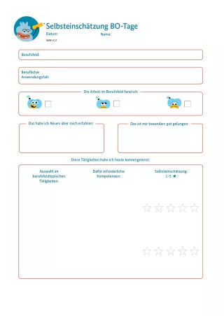 Arbeitsblatt: Selbsteinschätzung BO-Tage (Schüler/in)