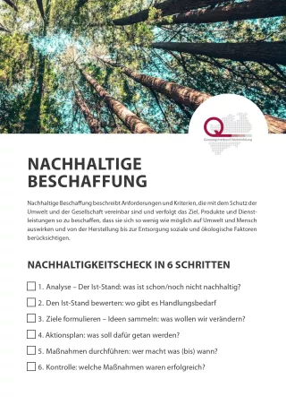 Anleitung: Nachhaltige Beschaffung: Nachhaltigkeitscheck in sechs Schritten
