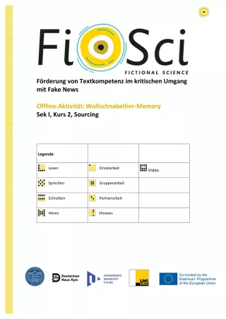 Arbeitsblatt: Wollschnabeltier-Memospiel Sek I