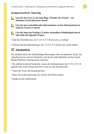 Arbeitsblatt: Kompetenzcheck Fake News „Die springende Seekuh“
