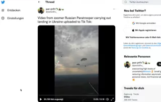 Video: Ukraine-Krieg und Falschinformationen auf Social Media | Videobeispiel 1 "Fallschirmspringer"