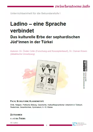 Unterrichtsbaustein: Ladino – eine Sprache verbindet. Das kulturelle Erbe der sephardischen Jüdinnen und Juden in der Türkei