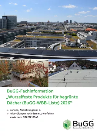 Broschuere: WBB-Liste (Wurzelfeste Produkte für begrünte Dächer) 2026