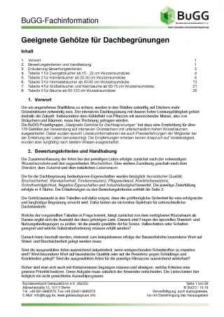 Broschuere: Geeignete Gehölze für Dachbegrünungen