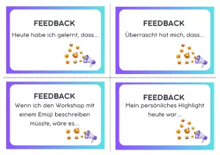 Sonstiges: #snackattack | Feedback-Kärtchen