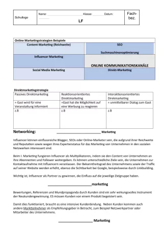 Unterrichtsbaustein: 9.3 Kommunikationskanäle für Marketing