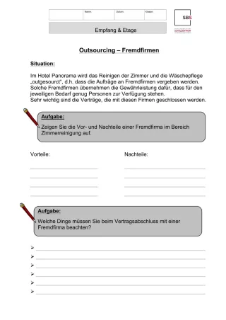 Unterrichtsbaustein: 11.1 Outsourcing - Fremdfirmen