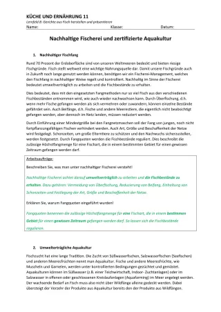 Unterrichtsbaustein: 8.2 Nachhaltige Fischerei (Lösung)