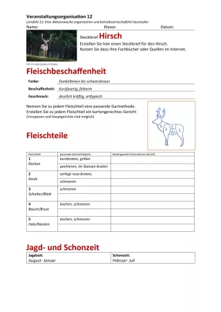 Unterrichtsbaustein: 12.1 Steckbrief Hirsch (Lösung)