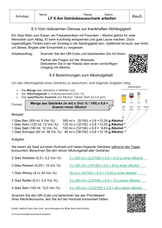 Unterrichtsbaustein: 8.1 Alkoholselbsttest und Berechnung des Alkoholgehalts (Lösung)