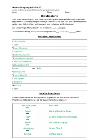 Unterrichtsbaustein: 12.1 Die Menükarte: Menüaufbau (Lösung)