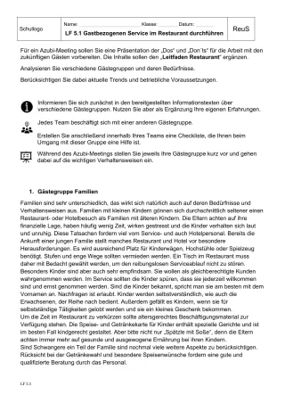 Unterrichtsbaustein: 5.1 Gästegruppen