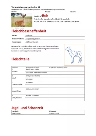 Unterrichtsbaustein: 12.1 Steckbrief Reh (Lösung)