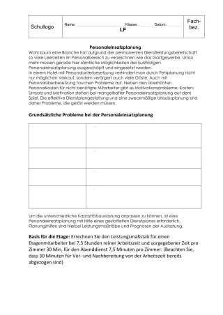 Unterrichtsbaustein: 11.1 Personaleinsatzplanung (Lösung)