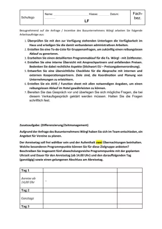 Unterrichtsbaustein: 10.1 Incentive-Anfrage: Arbeitsaufträge