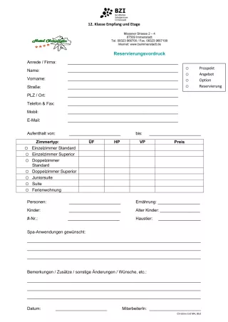 Unterrichtsbaustein: 6.1 Reservierungsformular