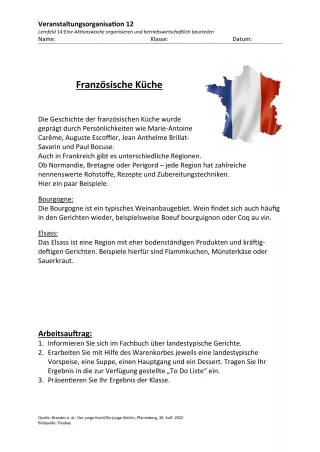 Unterrichtsbaustein: 14.1 Französische Küche