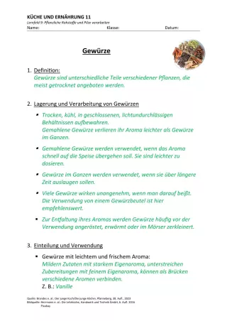 Unterrichtsbaustein: 9.2 Gewürze (Lösung)