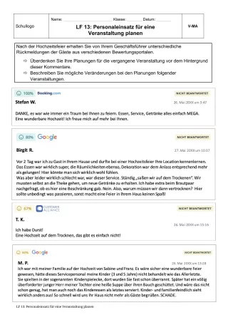 Unterrichtsbaustein: 13.1 Umgang mit Gästefeedback