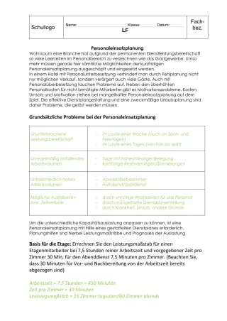 Unterrichtsbaustein: 11.1 Personaleinsatzplanung