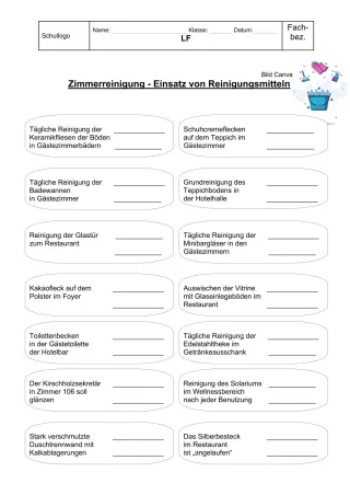 Unterrichtsbaustein: 8.1 Zimmerreinigung: Einsatz von Reinigungsmitteln