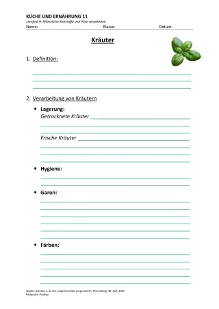 Unterrichtsbaustein: 9.2 Kräuter