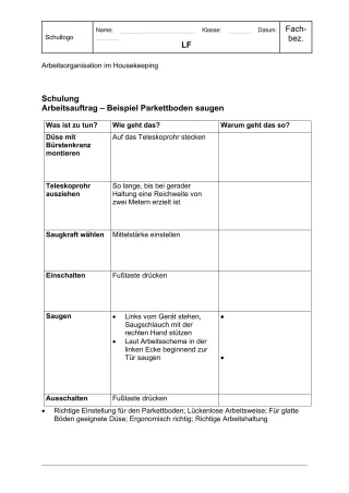 Unterrichtsbaustein: 11.3 Schulung zur Reinigung von Parkettboden