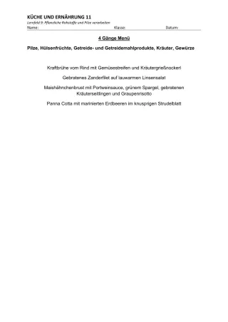 Unterrichtsbaustein: 9.2 4-Gänge-Menü