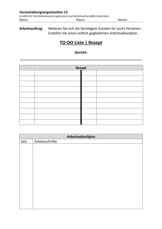 Unterrichtsbaustein: 14.1 To-Do-Liste: Rezept und Arbeitsablaufplan